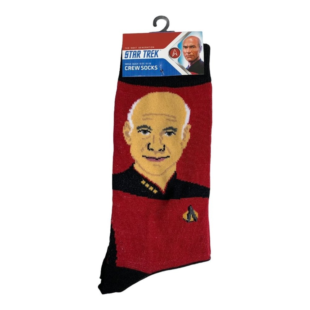 Star Trek John Picard Socks Sz 10 11 12 13 Men's Crew